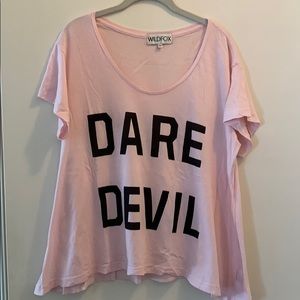 Wildfox “Dare Devil” pink tee